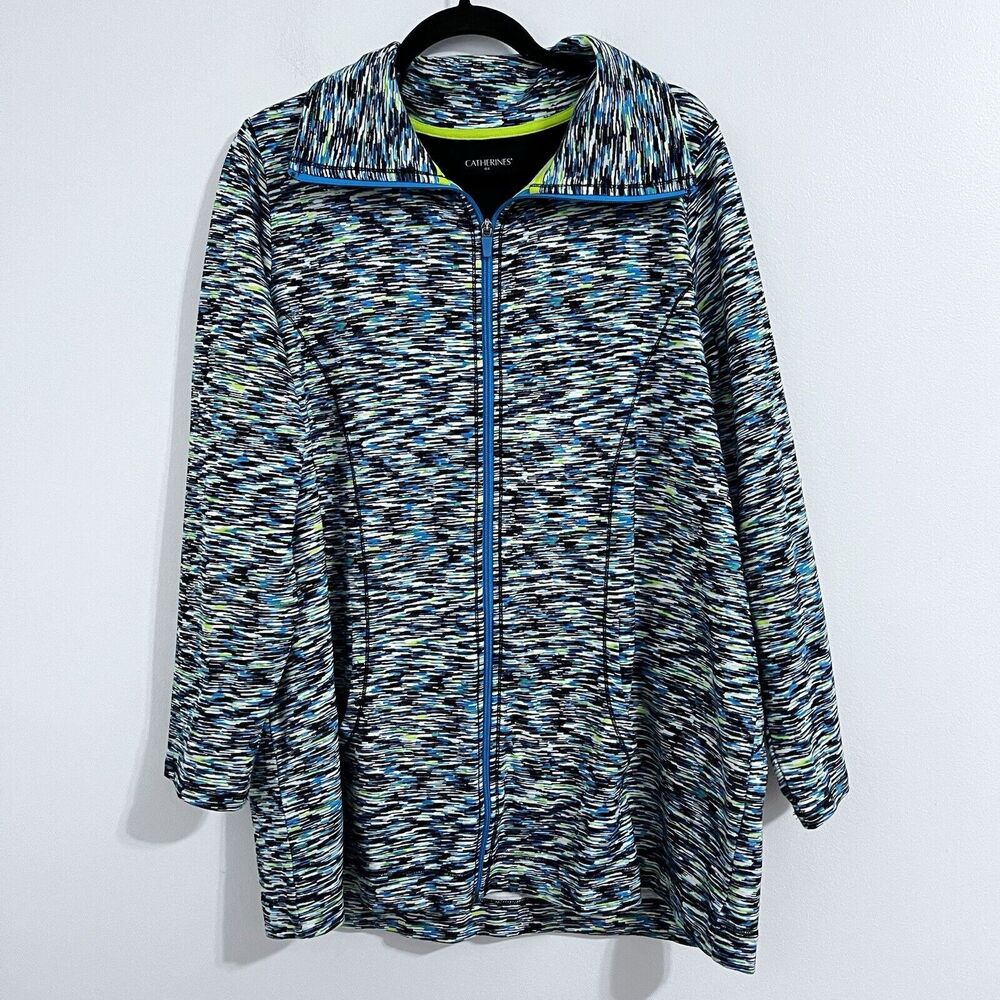 Catherine’s Full Zip Jacket Size 0X / 14- 16W Active Lightweight Pockets Stretch